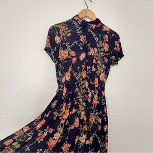 Reformation Dark Blue Floral Midi Dress